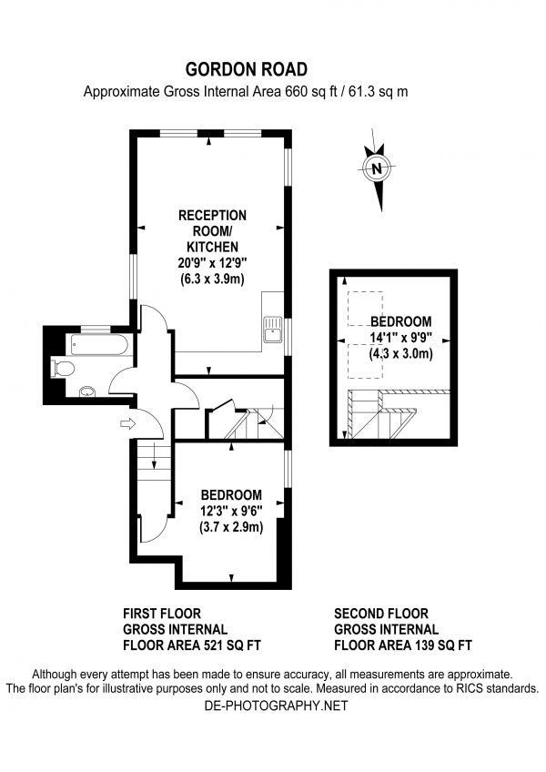 Floor Plan Image for 2 Bedroom Flat for Sale in Gordon Road, W5