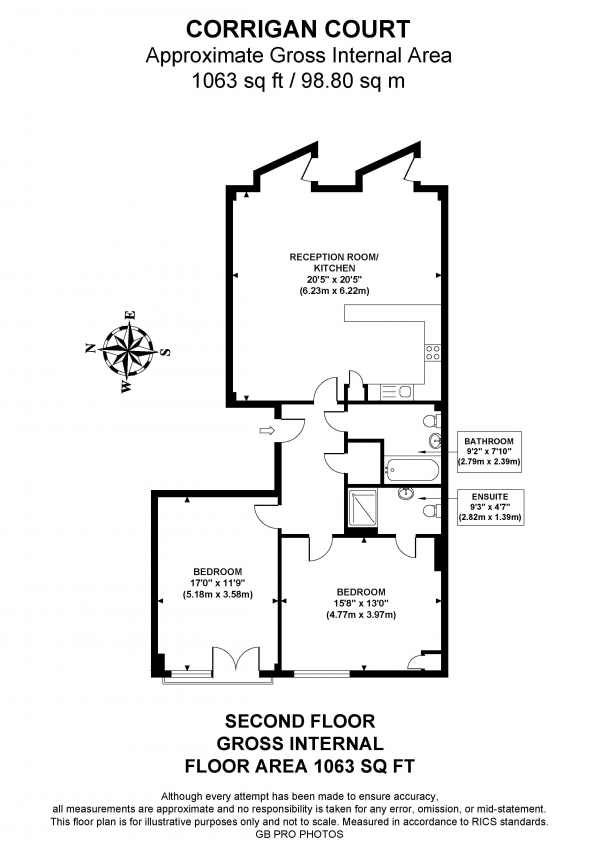 Floor Plan Image for 2 Bedroom Flat for Sale in Corrigan Court, W5