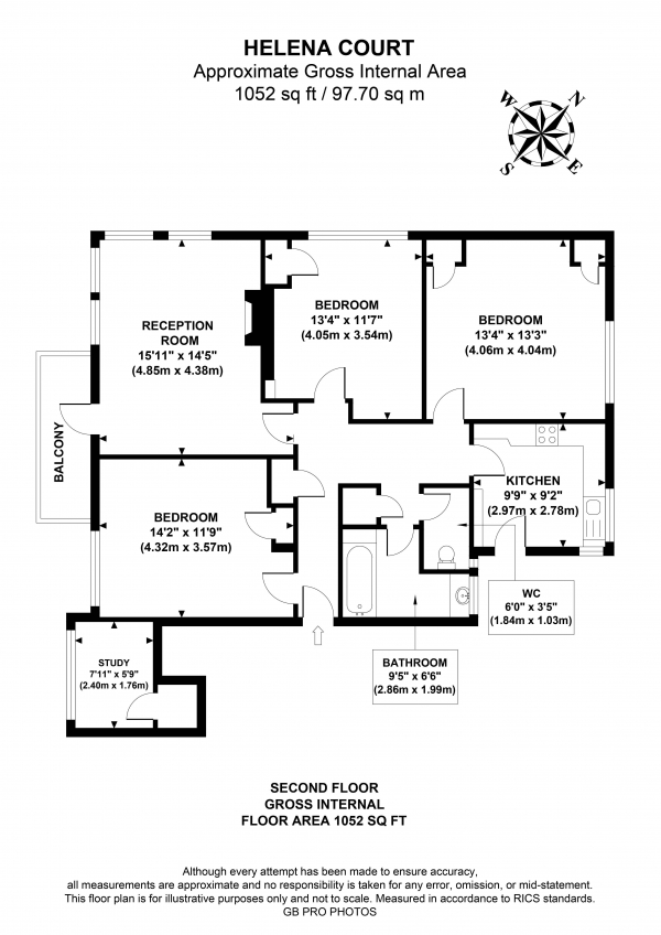 Floor Plan Image for 3 Bedroom Flat for Sale in Eaton Rise, W5