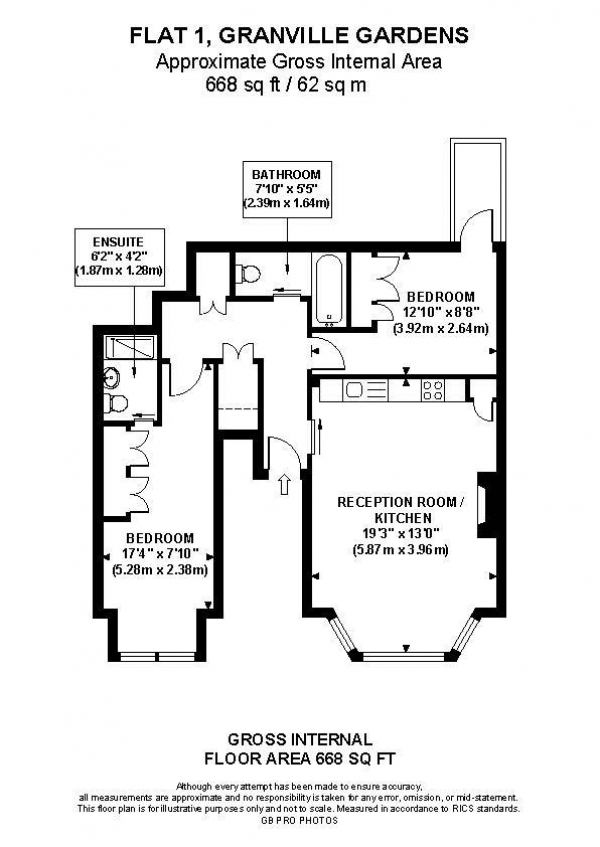 Floor Plan Image for 2 Bedroom Flat for Sale in Granville Gardens, W5