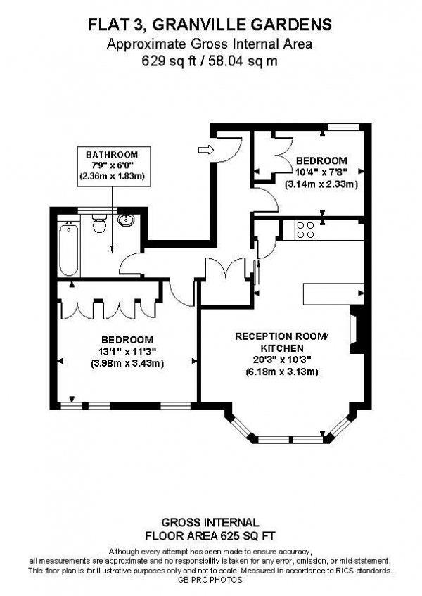 Floor Plan Image for 2 Bedroom Flat for Sale in Granville Gardens, W5