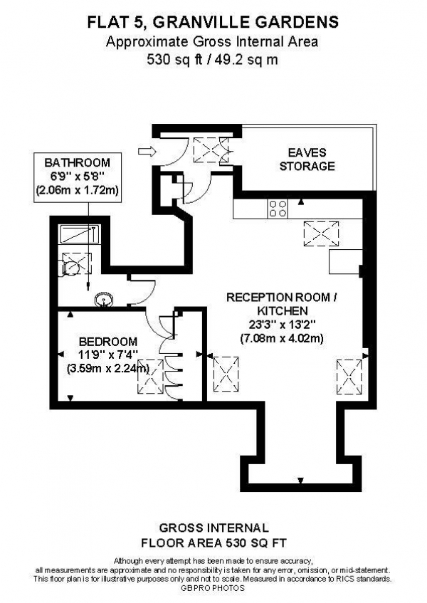 Floor Plan Image for 1 Bedroom Flat for Sale in Granville Gardens, W5
