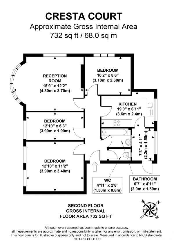 Floor Plan Image for 3 Bedroom Apartment for Sale in Hanger Lane, W5