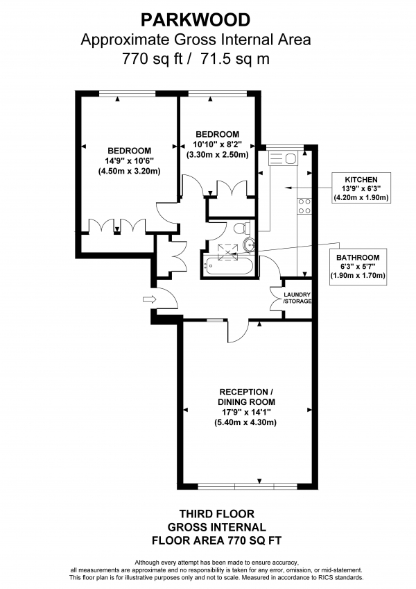 Floor Plan Image for 2 Bedroom Flat for Sale in Mount Park Road, W5