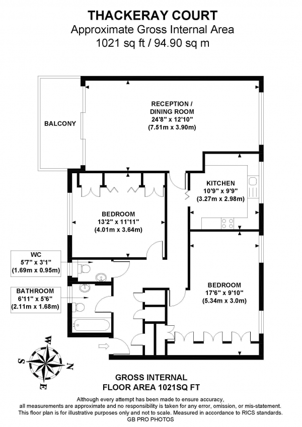 Floor Plan Image for 2 Bedroom Flat for Sale in Thackeray Court, W5