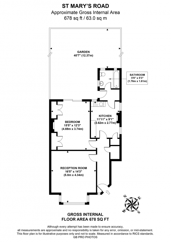 Floor Plan Image for 1 Bedroom Flat for Sale in St. Marys Road, W5