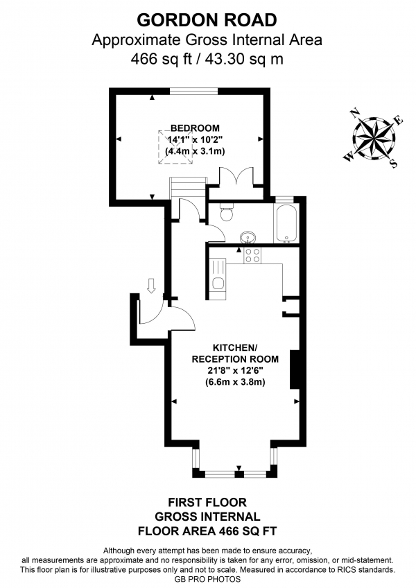 Floor Plan Image for 1 Bedroom Flat for Sale in Gordon Road, W13