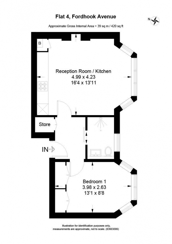 Floor Plan Image for 1 Bedroom Flat for Sale in Fordhook Avenue, W5