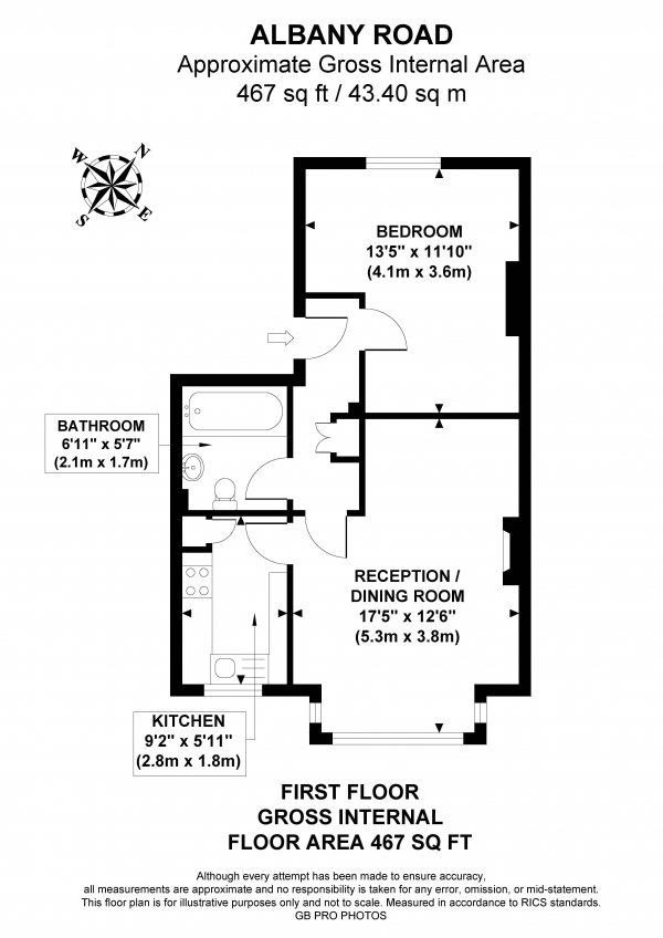 Floor Plan Image for 1 Bedroom Flat for Sale in Albany Road, W5