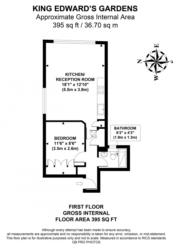 Floor Plan Image for 1 Bedroom Flat for Sale in King Edwards Gardens, W3