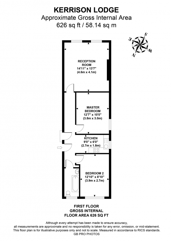 Floor Plan Image for 2 Bedroom Flat for Sale in Warwick Road, W5