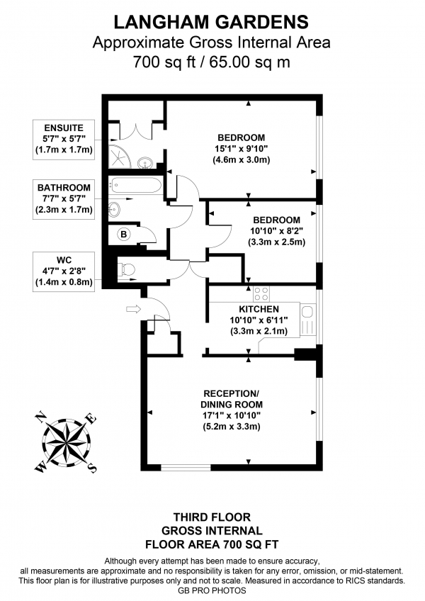 Floor Plan Image for 2 Bedroom Flat for Sale in Langham Gardens, W13