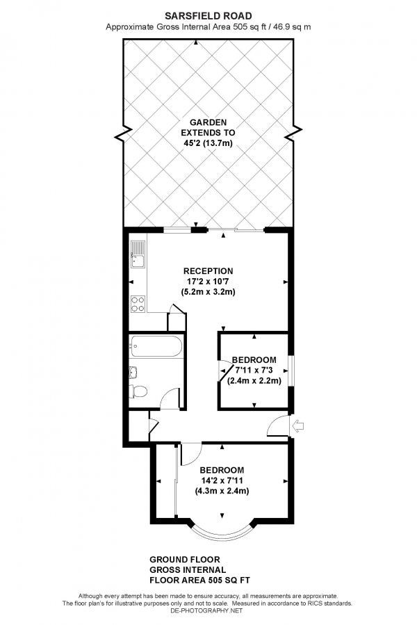 Floor Plan Image for 2 Bedroom Flat to Rent in Sarsfield Road, UB6