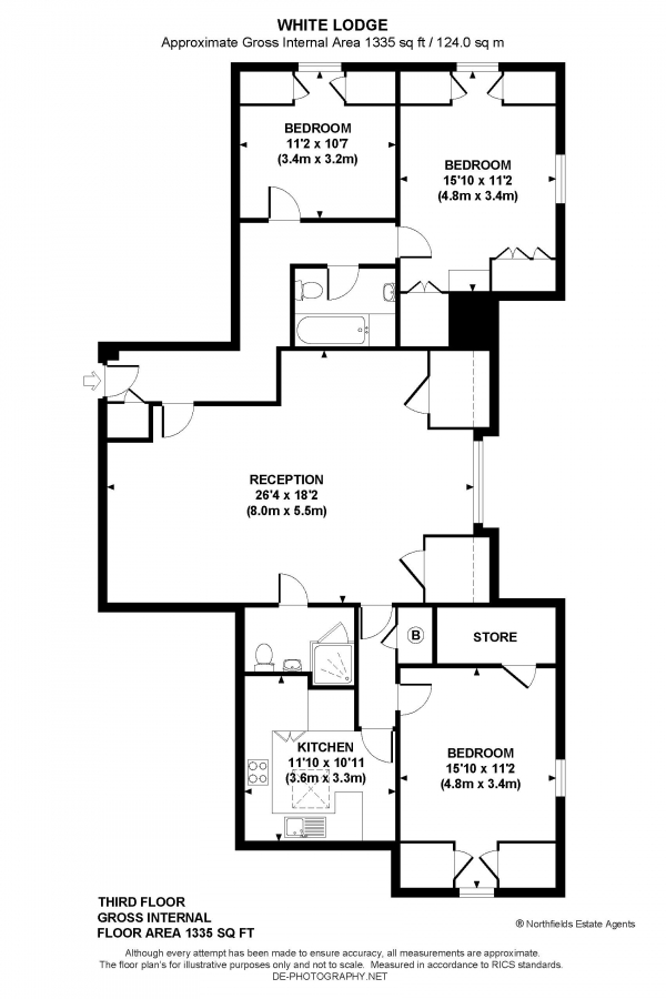 Floor Plan Image for 3 Bedroom Penthouse to Rent in Castlebar Park, W5