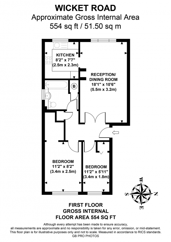 Floor Plan for 2 Bedroom Flat to Rent in Wicket Road, UB6, Perivale, UB6, 8YH - £299 pw | £1295 pcm