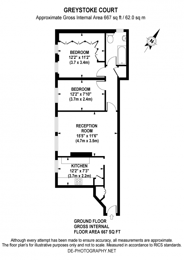 Floor Plan Image for 2 Bedroom Flat to Rent in Hanger Lane, W5