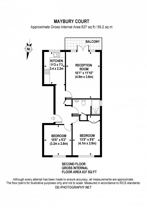 Floor Plan Image for 2 Bedroom Apartment to Rent in Pitshanger Lane, W5