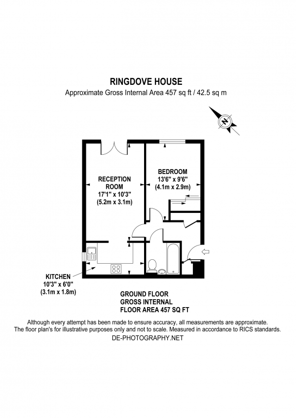 Floor Plan Image for 1 Bedroom Flat to Rent in Periwood Crescent, UB6