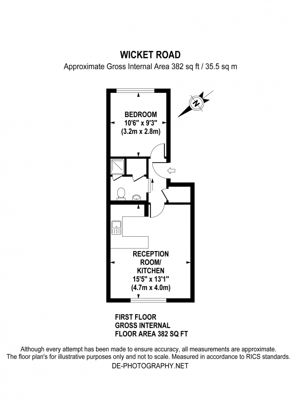 Floor Plan Image for 1 Bedroom Apartment to Rent in Wicket Road, UB6