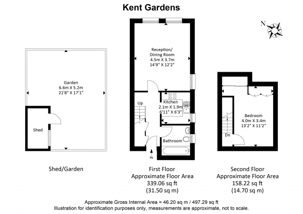 Floor Plan Image for 1 Bedroom Apartment to Rent in Kent Gardens, W13