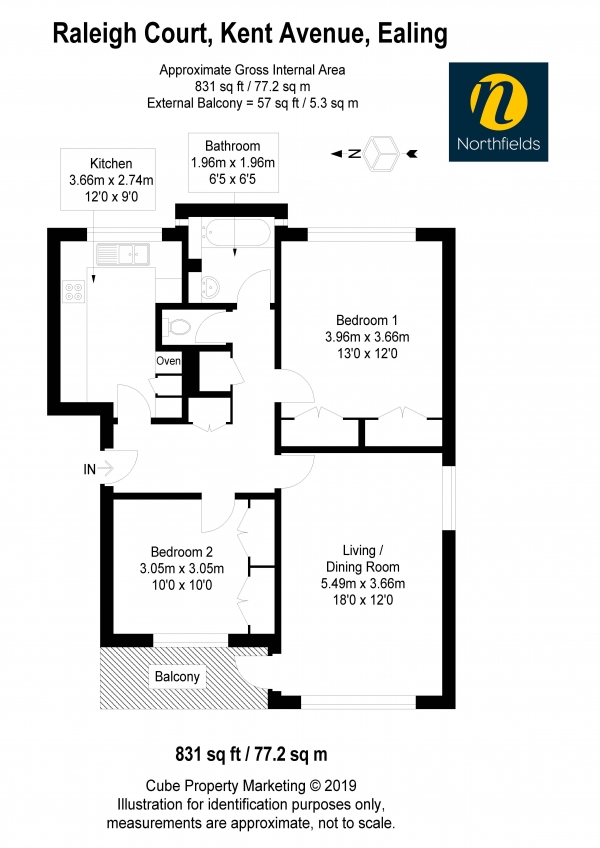 Floor Plan Image for 2 Bedroom Flat to Rent in Kent Avenue, W13