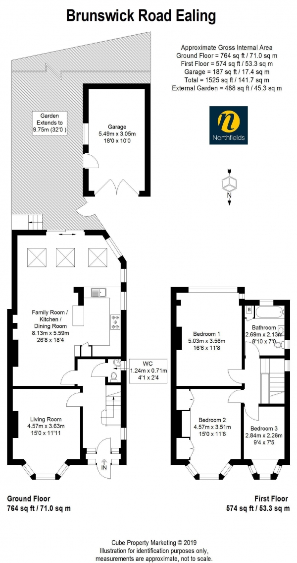 Floor Plan Image for 3 Bedroom Semi-Detached House to Rent in Brunswick Road, W5