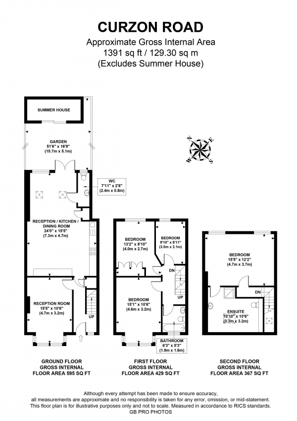 Floor Plan Image for 4 Bedroom Terraced House to Rent in Curzon Road