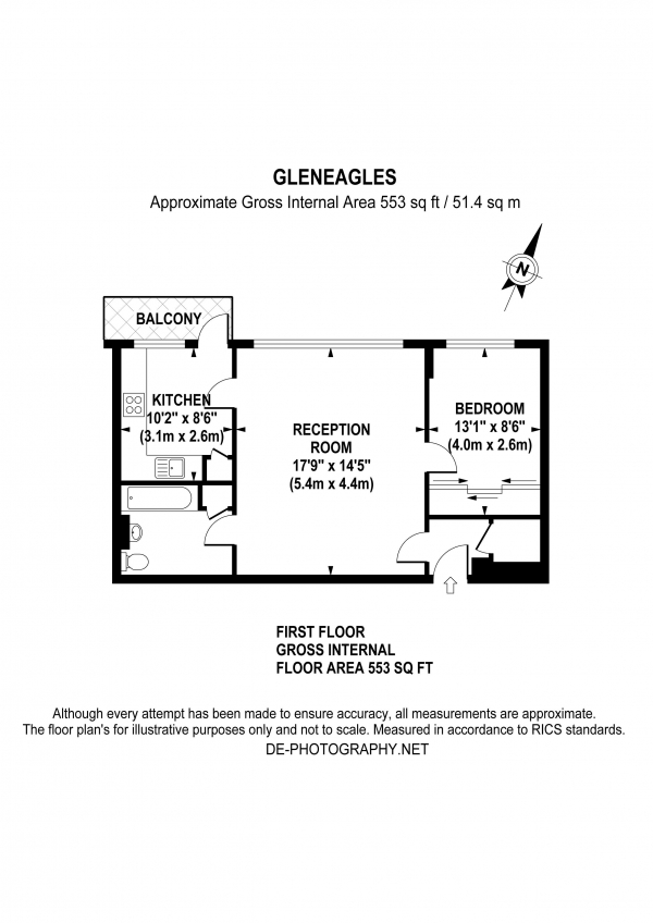 Floor Plan Image for 1 Bedroom Apartment for Sale in Malvern Way, W13