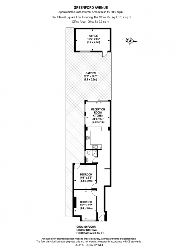 Floor Plan Image for 2 Bedroom Ground Maisonette for Sale in Greenford Avenue, Hanwell, W7