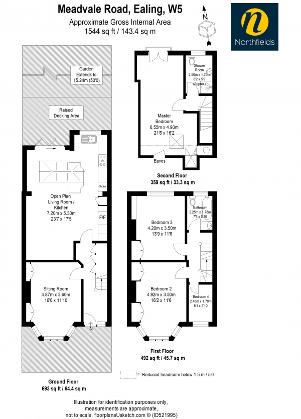 Floor Plan for 4 Bedroom Terraced House for Sale in Meadvale Road, W5, W5, 1LS -  &pound1,050,000