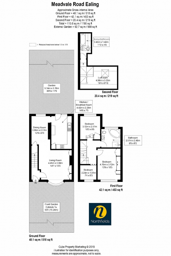 Floor Plan Image for 3 Bedroom Terraced House for Sale in Meadvale Road, W5