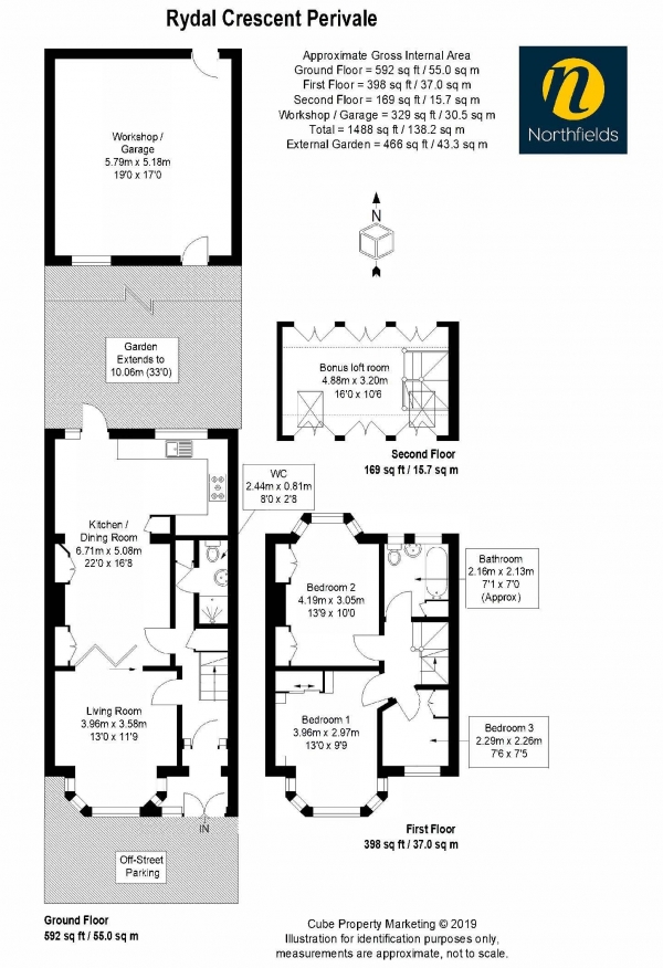 Floor Plan Image for 3 Bedroom Terraced House for Sale in Rydal Crescent, Perivale, UB6