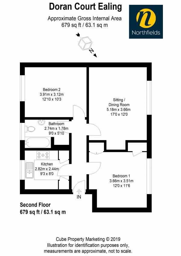 Floor Plan Image for 2 Bedroom Flat for Sale in Castlebar Park, W5