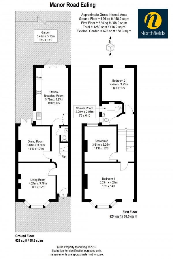 Floor Plan Image for 3 Bedroom Terraced House for Sale in Manor Road, W13