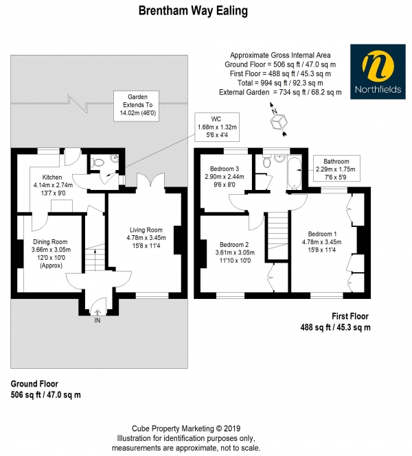 Floor Plan Image for 3 Bedroom Terraced House for Sale in Brentham Way, W5