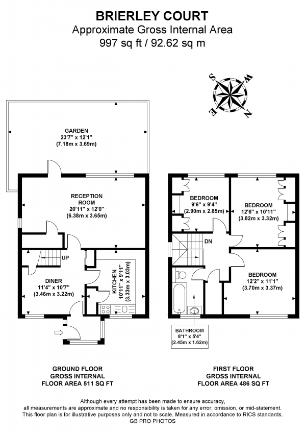 Floor Plan Image for 3 Bedroom Terraced House for Sale in Brierley Court, W7