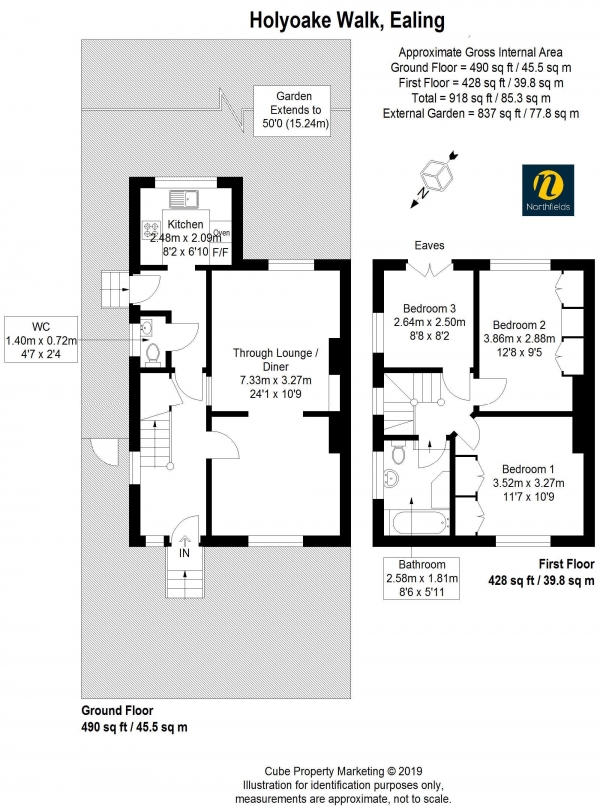 Floor Plan Image for 3 Bedroom Semi-Detached House for Sale in Holyoake Walk, W5