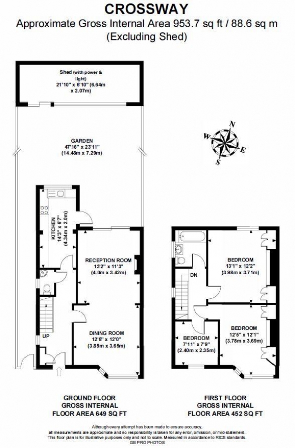 Floor Plan Image for 3 Bedroom Semi-Detached House for Sale in Crossway, W13