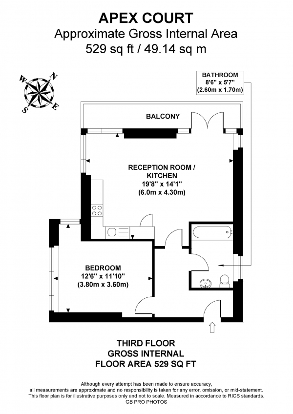 Floor Plan Image for 1 Bedroom Flat for Sale in Sutherland Road, W13