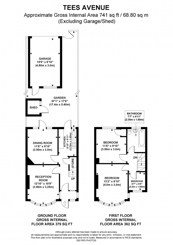 Floor Plan Image for 3 Bedroom Terraced House for Sale in Tees Avenue, UB6