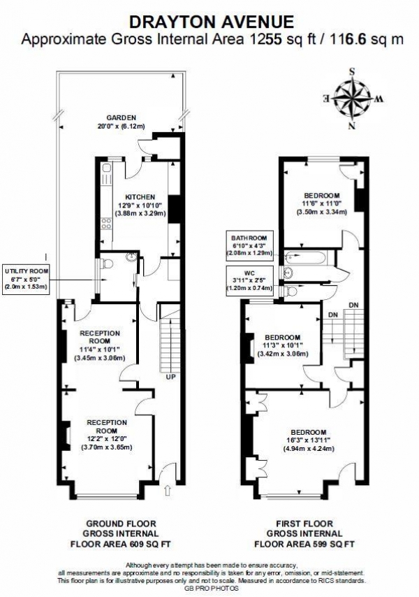 Floor Plan Image for 3 Bedroom Terraced House for Sale in Drayton Avenue, W13