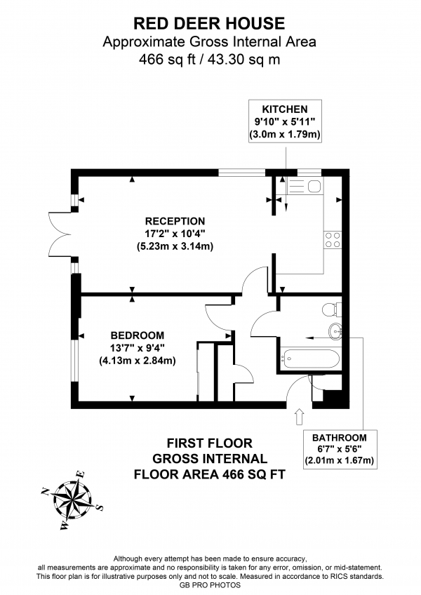 Floor Plan Image for 1 Bedroom Flat for Sale in Red Deer House, UB6