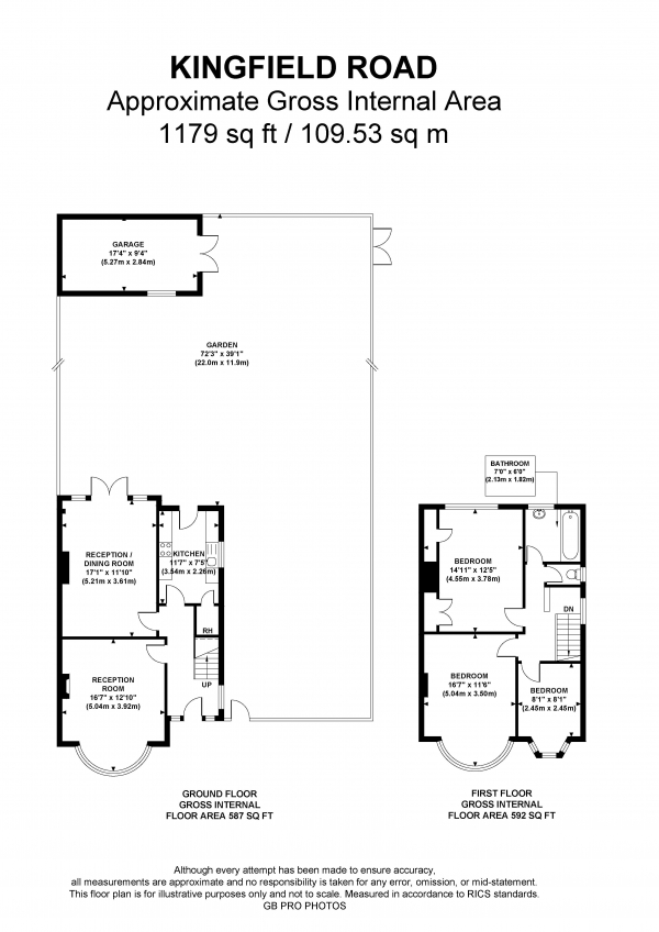 Floor Plan Image for 3 Bedroom Semi-Detached House for Sale in Kingfield Road, W5