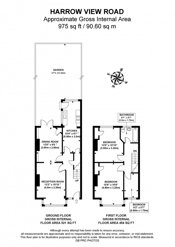 Floor Plan Image for 3 Bedroom Terraced House for Sale in Harrow View Road, W5