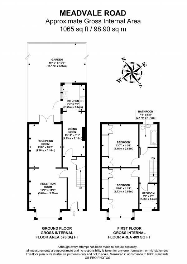 Floor Plan Image for 3 Bedroom Terraced House for Sale in Meadvale Road, W5