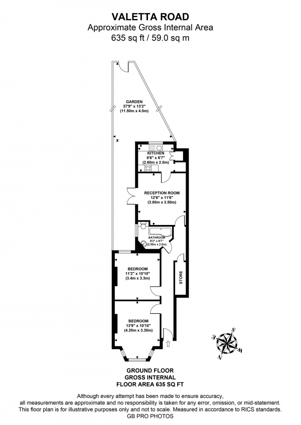 Floor Plan Image for 2 Bedroom Maisonette for Sale in Valetta Road,W3