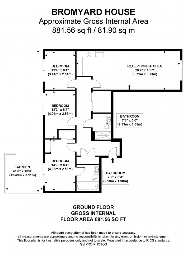 Floor Plan Image for 3 Bedroom Apartment for Sale in Bromyard House