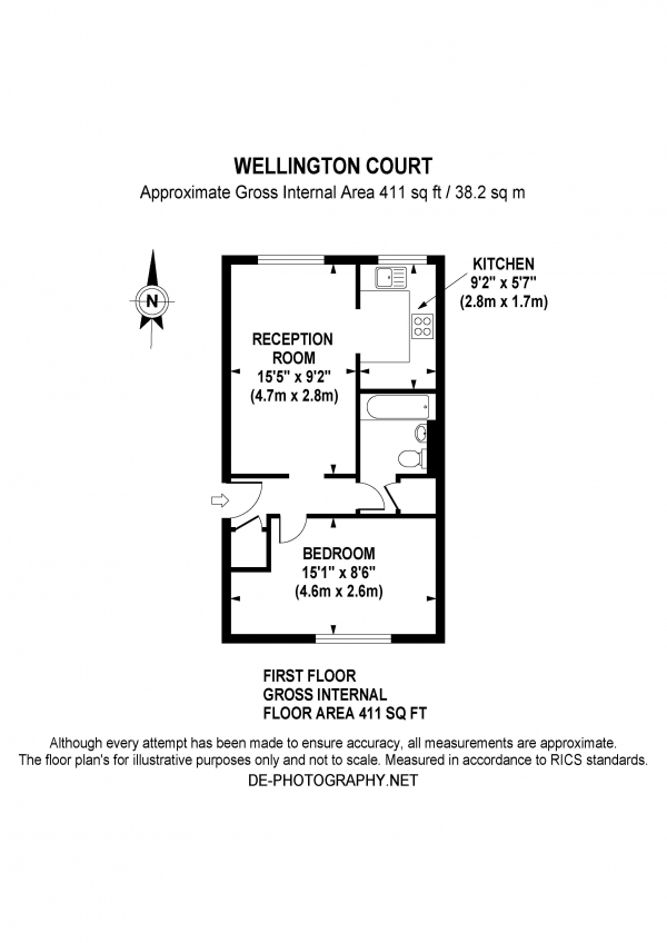 Floor Plan Image for 1 Bedroom Flat for Sale in Mayfield Road, W12