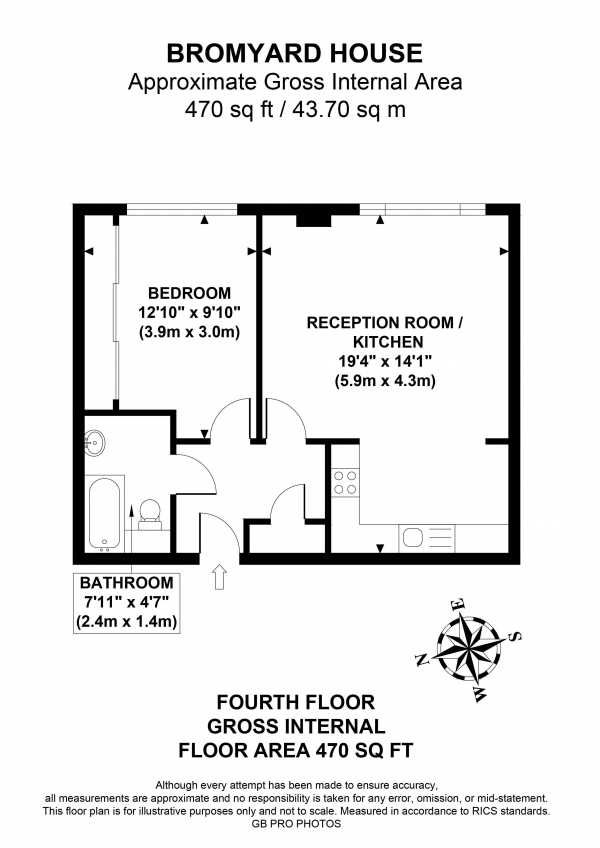 Floor Plan Image for 1 Bedroom Apartment for Sale in Bromyard House, W3