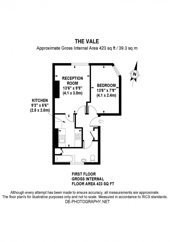 Floor Plan Image for 1 Bedroom Flat for Sale in The Vale, W3